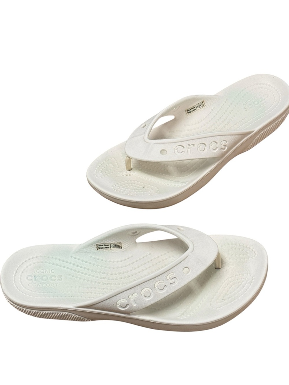 CROCS MENS & WOMENS UNISEX BAYA II WHITE THONG PLATFORM FLIP FLOP SZ M: 7 W: 9